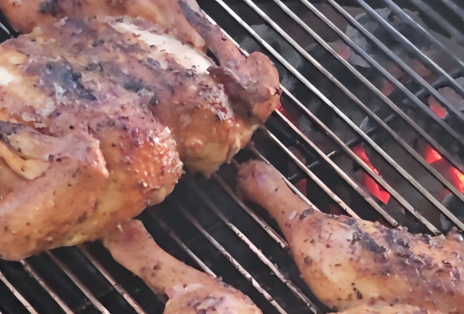 Spatchcock charcoal grilled chicken with crispy charred skin