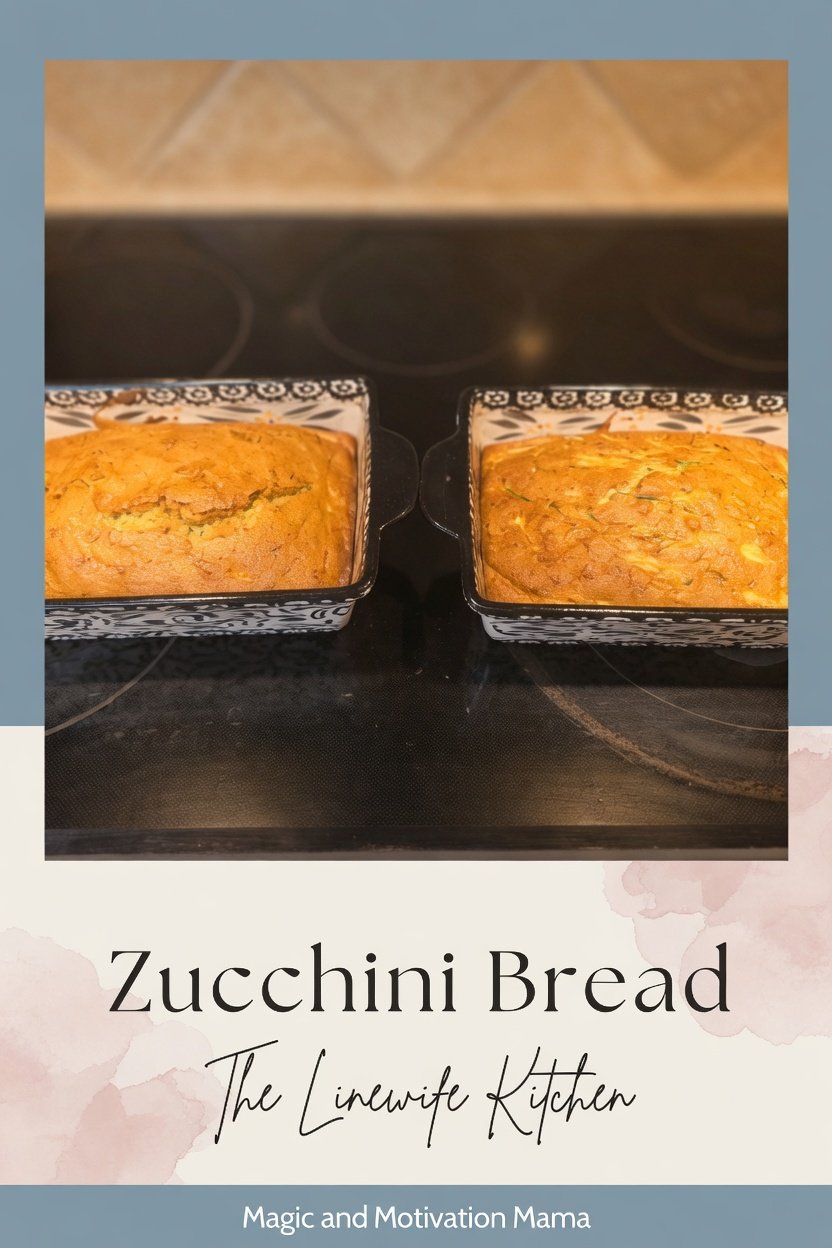 Zucchini bread loaves — Pinterest pin for The Linewife Kitchen